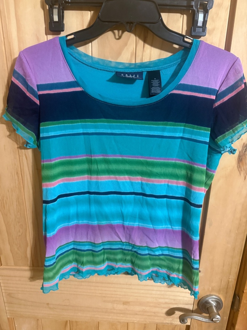 3/$15. Crazy Horse Turquoise Striped Short Sleeve Tee size M